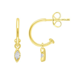 0.2ct Lab Grown  Marquise Diamond Earrings - 9ct Yellow Gold