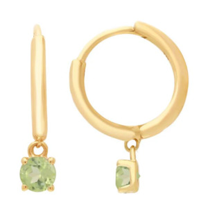 Peridot Huggie Earrings - 9K Yellow Gold