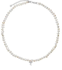 Jewellery: Petite Bow with Pearls Necklace Silver