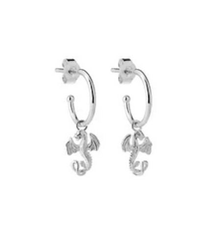 Jewellery: Dragon Earrings Silver