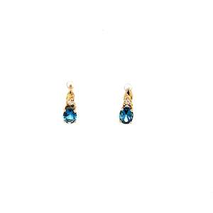 9ct YG London Blue Topaz and Diamond Earrings