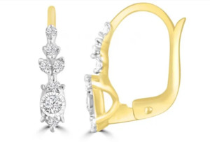 9ct YG Diamond Lever Back Earrings