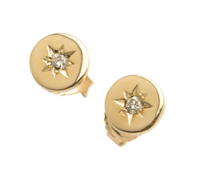 Jewellery: 9ct Diamond Flat Round Stud Earring