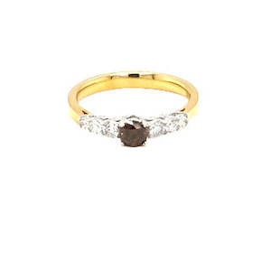 Chocolate Diamond & Yellow Gold Diamond ring