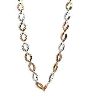 9ct Yellow, Rose & White Gold Chain - 45cm