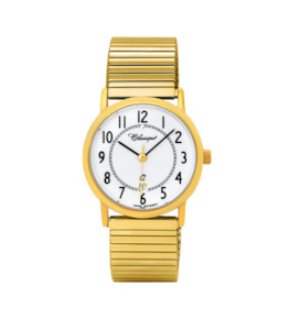 Classique - White Dial - Arabic numerals - Gold Plated Fexi Strap - 35mm