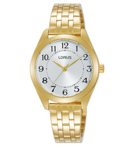 Jewellery: Ladies gold watch - White dial