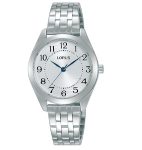 Jewellery: Ladies stainless strap - White dial