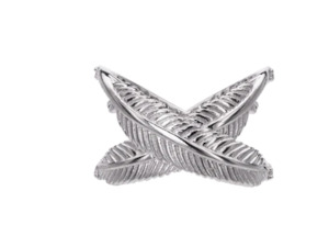 Jewellery: Rocked Feather Kiss Cross Ring with CZs