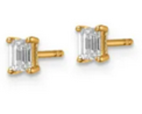 LAB Diamond Emerald Cut Studs - 9K YG - 0.50ct  - F VS