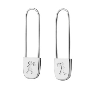 Runaway Safety Pin Earrings Silver