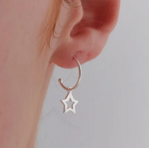 Star Hoop Earrings - Silver