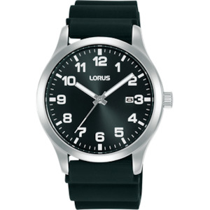 Gents Day Wear  Watch - Black Leather Strap - Black Dial