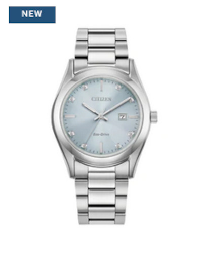 Eco Drive Ladies Watch - Pale Blue Dial