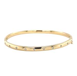 9ct Gold Hinge Bangle with Diamonds