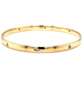 9ct Gold Bangle with Shot Diamonds