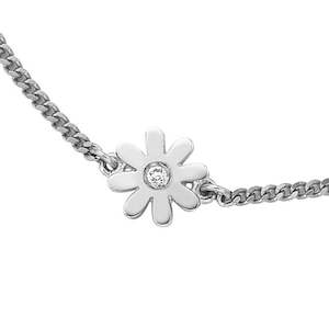 Diamond Silver Daisy Bracelet