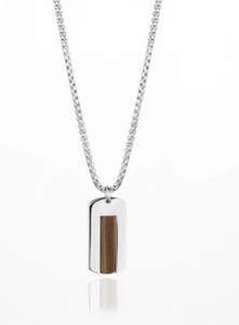 Dogtag necklace Tiger Eye | Silver - 60cm