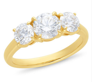 18ct Yellow Gold 3 Stone Lab Diamond Engagment Ring