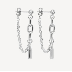 Love Lock Chain Stud Earrings -SS