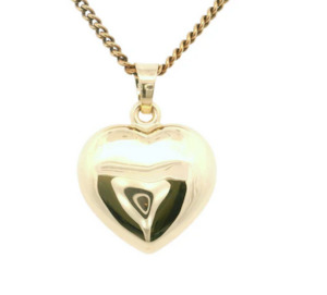 Polished Puffed Heart Pendant - 9YG