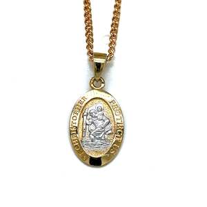 9ct Yellow & White Gold St Christopher Medallion