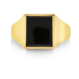 9ct YG Gold Signet with Black Onyx - Size V