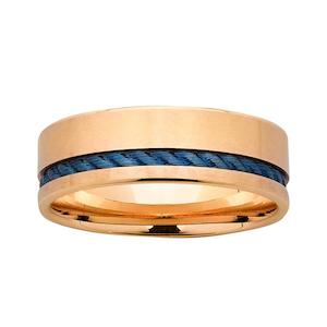 Jewellery: Titanium, Blue and 9ct Gold - Size X