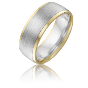 Faceted White & Yellow Gold Band - Size R