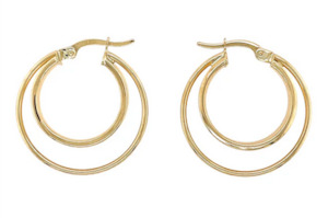 9ct Yellow Gold Double Circle Hoop Earrings