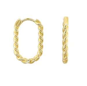 9ct Yellow Gold Oblong Twist Huggies