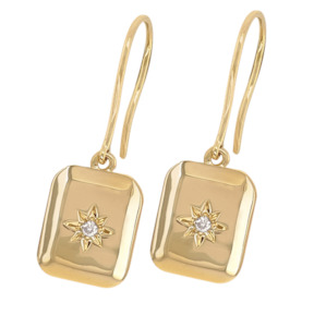 9ct YG Octagonal Diamond Earrings