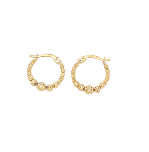 9ct Yellow Gold Beaded Hoops