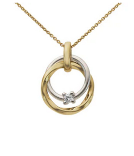 Diamond Pendant in Yellow and White Gold