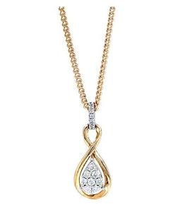 Jewellery: 10ct YG Diamond Infinity Pendant TDW = 0.20ct