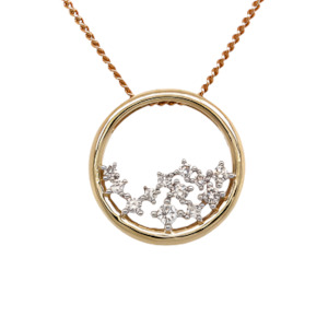 Yellow Gold Circle Diamond Sprinkle Pendant