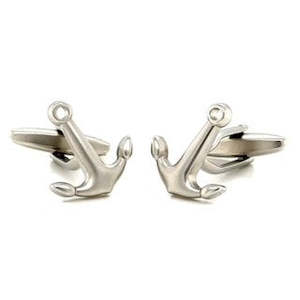 Jewellery: Burnished silver anchor cuff links