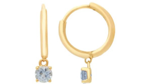 Aquamarine Huggie Earrings 9K Yellow Gold