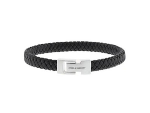 Archie - Black - Braided Leather Bracelet - Medium