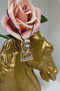 Keepsake Sterling Silver 9ct Gold Stirrup & Horse Pendent - Medium