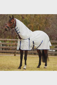 WEATHERBEETA SUMMER SHEET DETACH-A-NECK WITH FREESTYLE TAIL WHITE/GREY/BLUEsummer