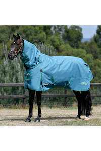 Winter Rugs: WB GREEN-TEC 1200D DETACH A NECK MEDIUM 220GM DRAGONFLY BLUE/BOTTLE GREEN