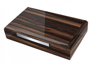 The Vanderbilt- Lacquered Ebony Wood Desktop Humidor w/Dividers (~120 count)