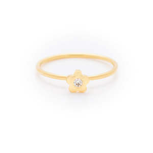 Diamond yellow gold baby flower ring