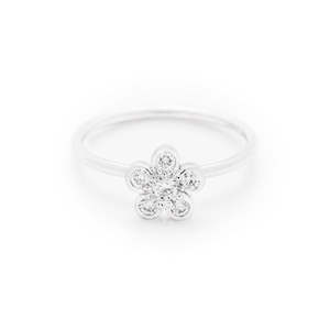 Diamond white gold flower ring