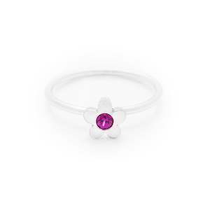 Jewellery: Ruby white gold medium flower