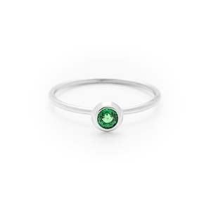 Green Tsavorite garnet white gold