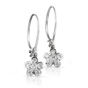 Diamond flower drop earrings