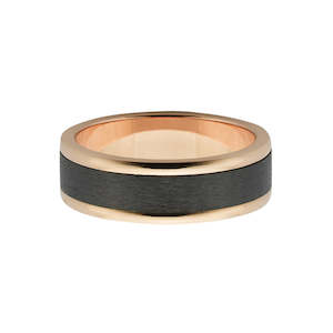 18ct rose gold and zirconium mens wedding ring