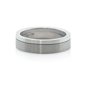 White gold, stirling silver gents wedding band